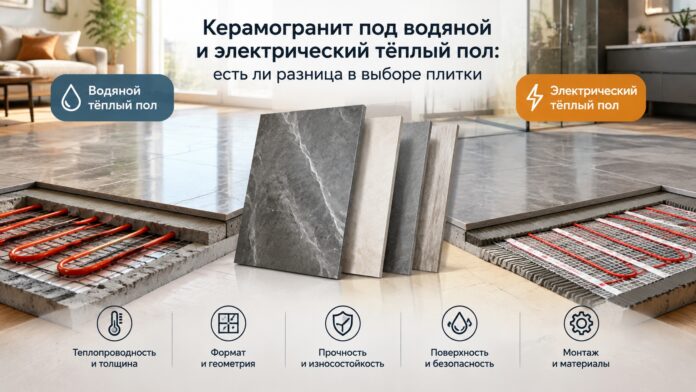 Керамогранит под водяной и электрический тёплый пол: как выбрать плитку